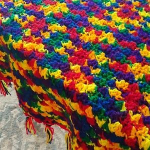 Handmade crochet shawl, wrap, lap blanket.